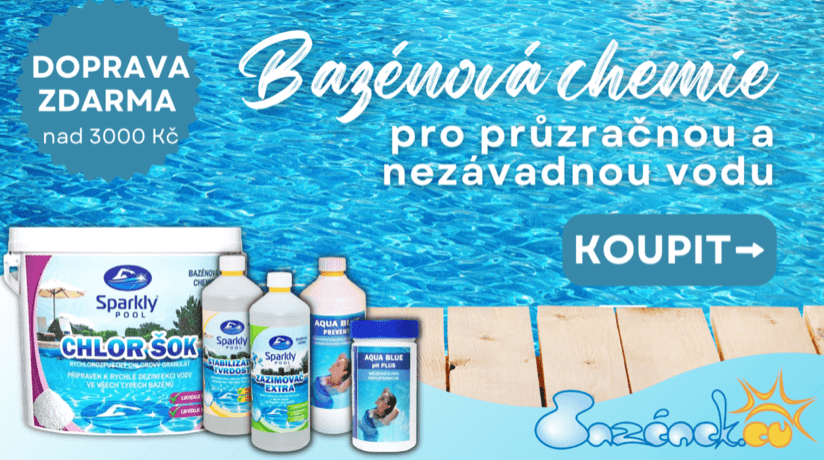 PPC reklamní banner pro eshop bazenek.eu vytvořený Lucií Pszczolkovou zobrazující bazénovou chemii